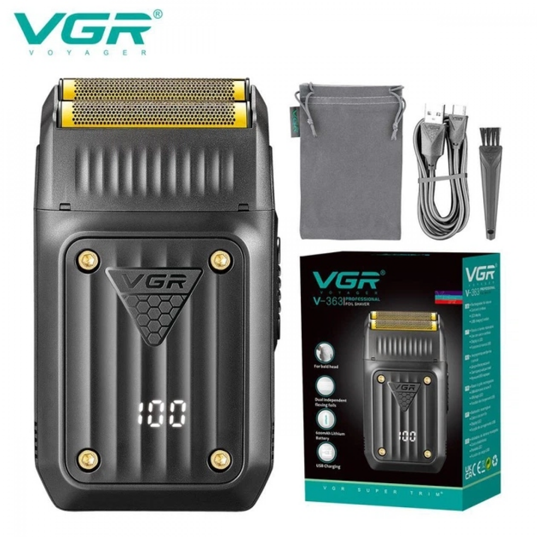 Электробритва VGR V-363, сеточная, с LED-дисплеем, USB-C, IPX7 Электробритва VGR V-363, сеточная, с LED-дисплеем, USB-C, IPX7