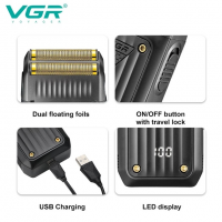 Электробритва VGR V-363, сеточная, с LED-дисплеем, USB-C, IPX7 Электробритва VGR V-363, сеточная, с LED-дисплеем, USB-C, IPX7