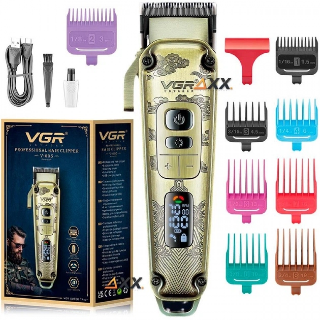 Машинка для стрижки VGR V-005, LED-дисплей, 8 насадок, 2600 мА·ч Машинка для стрижки VGR V-005, LED-дисплей, 8 насадок, 2600 мА·ч