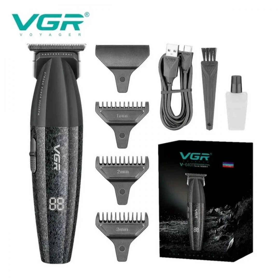 Триммер VGR V-640T, аккумуляторный, LED-дисплей, USB Type-C, 3 насадки Триммер VGR V-640T, аккумуляторный, LED-дисплей, USB Type-C, 3 насадки