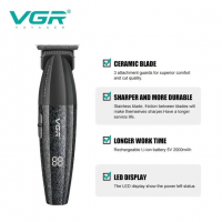 Триммер VGR V-640T, аккумуляторный, LED-дисплей, USB Type-C, 3 насадки Триммер VGR V-640T, аккумуляторный, LED-дисплей, USB Type-C, 3 насадки