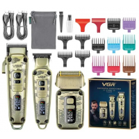 Набор для стрижки VGR V-642 Gold, машинка, триммер и шейвер, аккумуляторный Набор для стрижки VGR V-642 Gold, машинка, триммер и шейвер, аккумуляторный