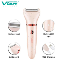 Эпилятор VGR V-735, 3 в 1, аккумуляторный, USB Эпилятор VGR V-735, 3 в 1, аккумуляторный, USB