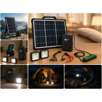 Портативная зарядная станция CoLamp CL-618 с солнечной панелью, 10800 мА·ч и LED-лампами Портативная зарядная станция CoLamp CL-618 с солнечной панелью, 10800 мА·ч и LED-лампами