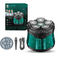 Электробритва VGR V-373 6D для бритья головы, 6 роторных головок, IPX6, LED-дисплей