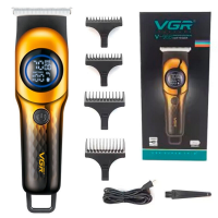 Триммер для стрижки волос VGR V-966 Professional, 7000 об/мин, 4 насадки, LED-дисплей