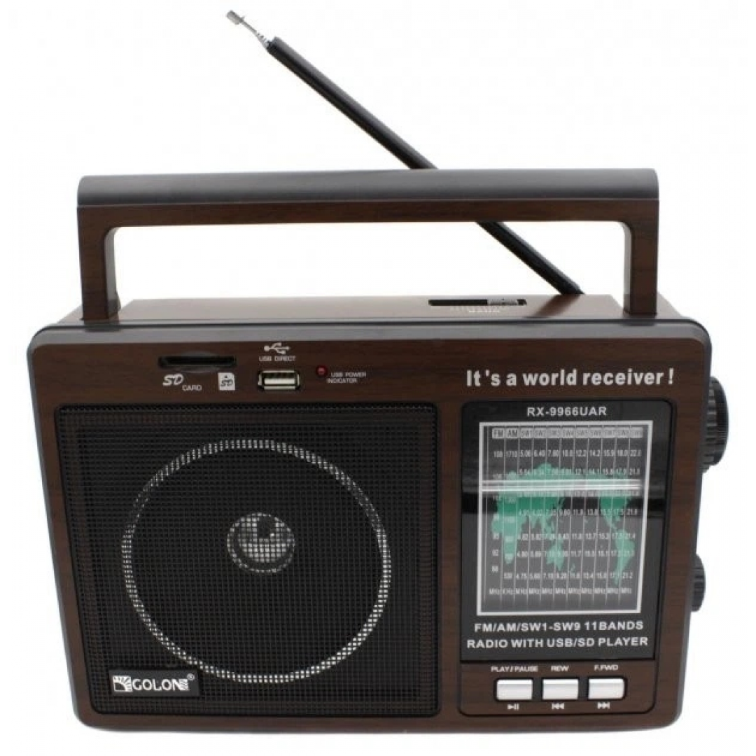 Радиоприёмник GOLON RX-9966UAR, FM/AM/SW1–SW9, USB/SD, MP3 Радиоприёмник GOLON RX-9966UAR, FM/AM/SW1–SW9, USB/SD, MP3