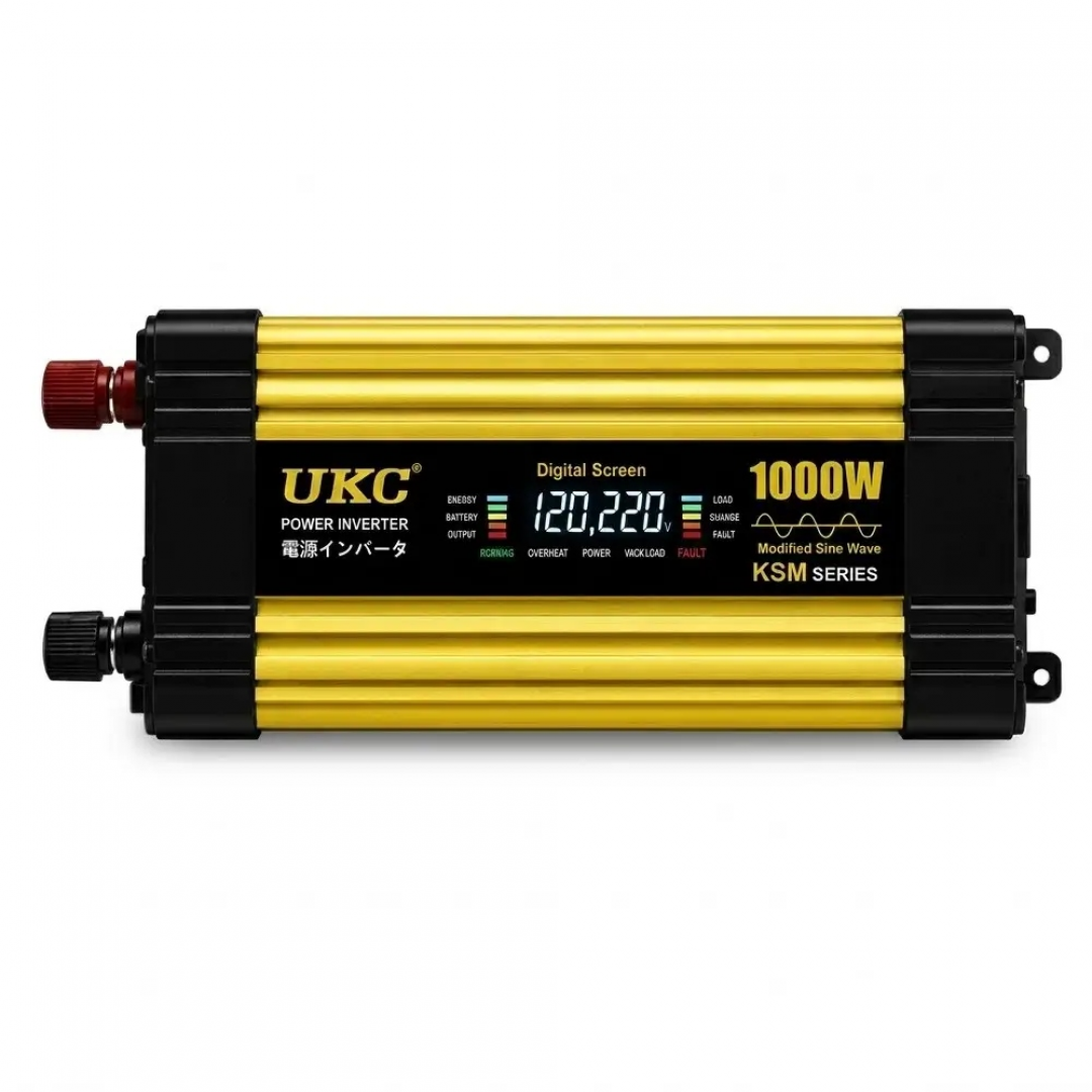 Преобразователь напряжения UKC KSM-1000W 12V → 220V, LCD, 2 USB Преобразователь напряжения UKC KSM-1000W 12V → 220V, LCD, 2 USB