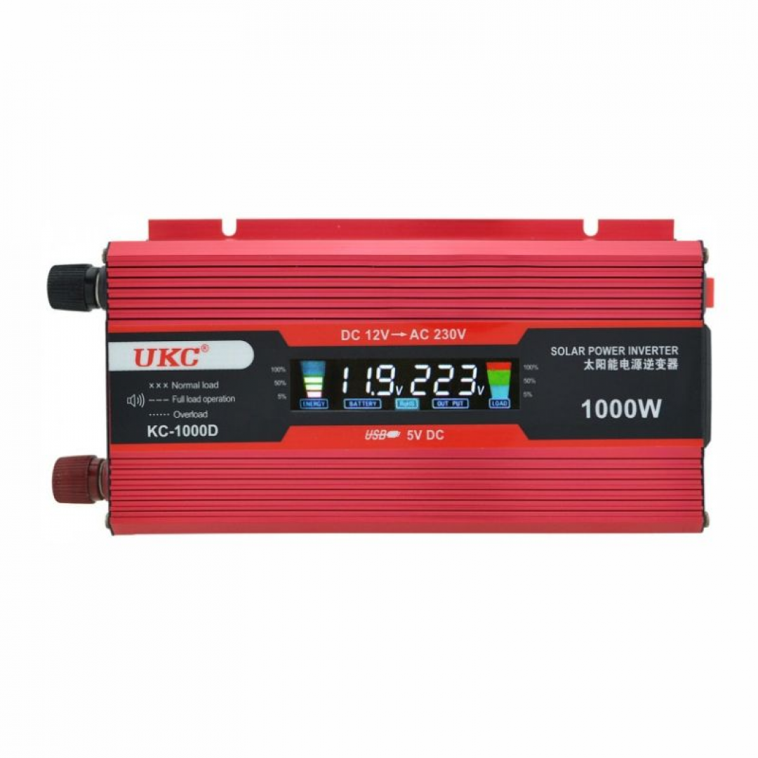 Преобразователь напряжения UKC KC-1000D 12V → 230V, 1000W, LCD, USB Преобразователь напряжения UKC KC-1000D 12V → 230V, 1000W, LCD, USB