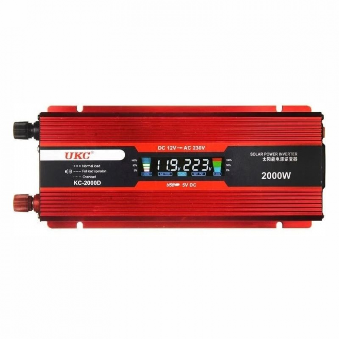 Преобразователь напряжения UKC KC-2000D 12V → 220–230V, 2000W, LCD, USB Преобразователь напряжения UKC KC-2000D 12V → 220–230V, 2000W, LCD, USB