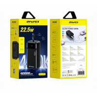 Power Bank AWEI PA-105 40000 mAh, 22.5W, быстрая зарядка, LED-дисплей Power Bank AWEI PA-105 40000 mAh, 22.5W, быстрая зарядка, LED-дисплей