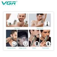 Набор для стрижки VGR V-109, 6 в 1, аккумулятор 1200 мАч, IPX6