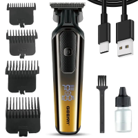 Триммер для волос GM 8058Q, 4 насадки, USB, дисплей