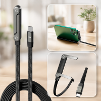 Кабель Type-C 2-в-1, 240 Вт, 6 А, 1,5 м, с подставкой для смартфона