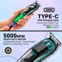 Триммер VGR V-075 для волос и бороды, 4 насадки, LED-дисплей