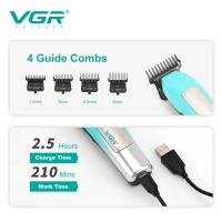 Триммер VGR V-939, 4 насадки, LED-дисплей