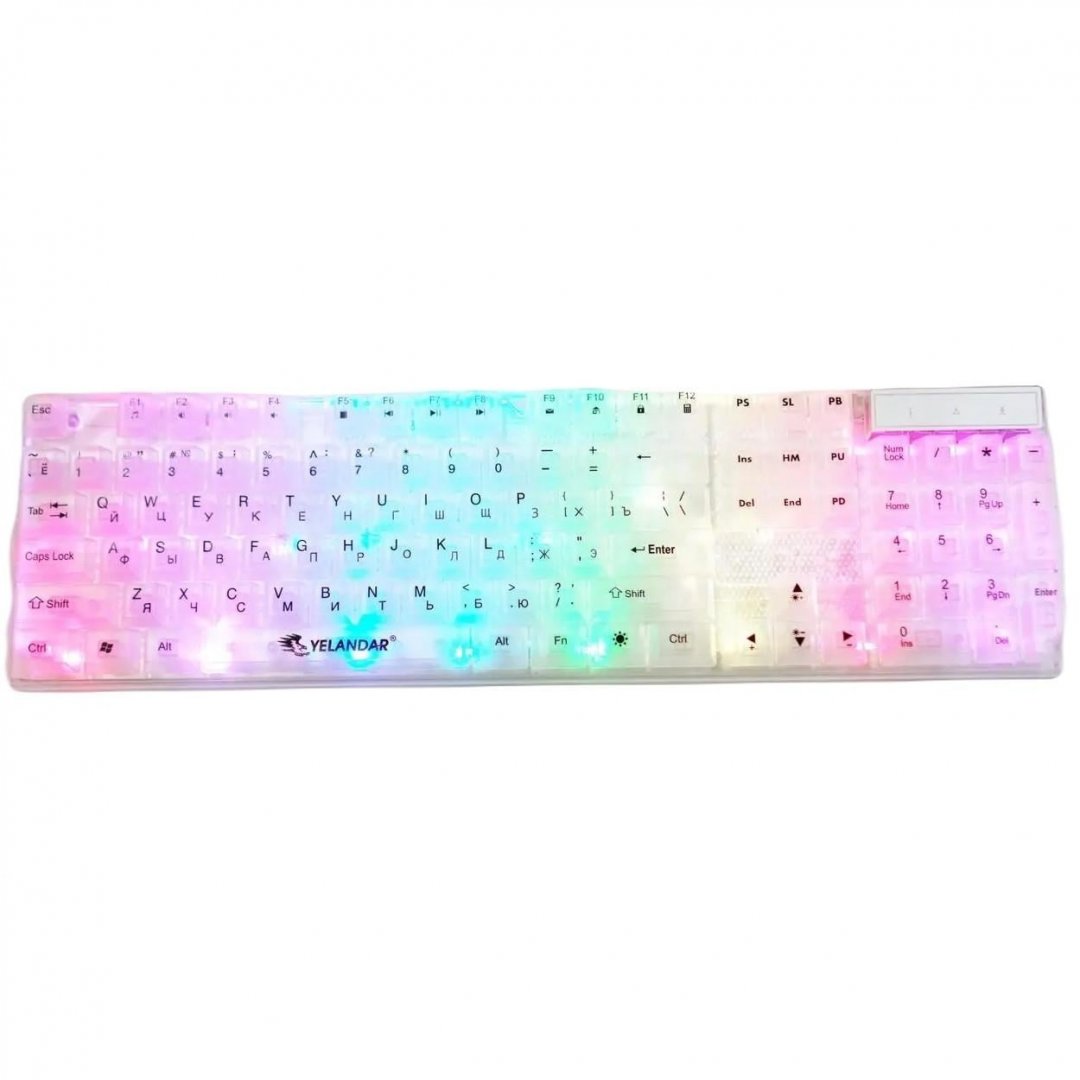 Прозрачная RGB игровая клавиатура K101, 104 клавиши, USB, YELANDAR AN-T20 Прозрачная RGB игровая клавиатура K101, 104 клавиши, USB, YELANDAR AN-T20