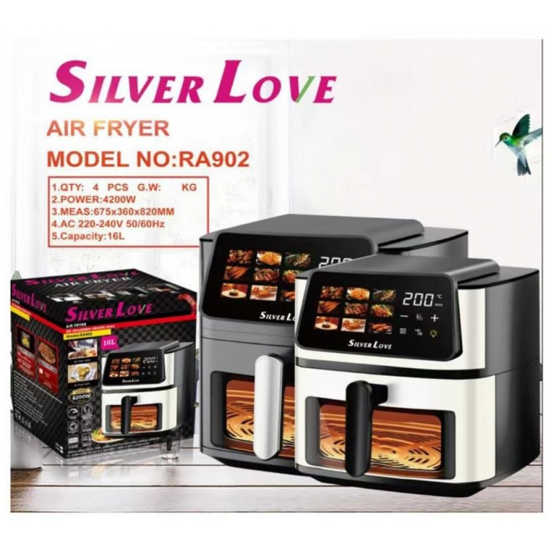 Аэрофритюрница Silver Love RA902, 16 л, 4200 Вт, сенсорное управление Аэрофритюрница Silver Love RA902, 16 л, 4200 Вт, сенсорное управление
