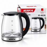 Электрический стеклянный чайник IERFA IE-6639, 2 л, 1500 Вт
