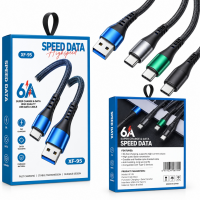 Кабель USB – Type-C XF-95, 6А, 1 м, плетеная оплетка, для зарядки и передачи данных