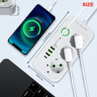 Сетевой удлинитель EU-F09U на 3 розетки с заземлением, 4 USB и 1 Type-C, 2500 Вт, 10 А, кабель 2 м