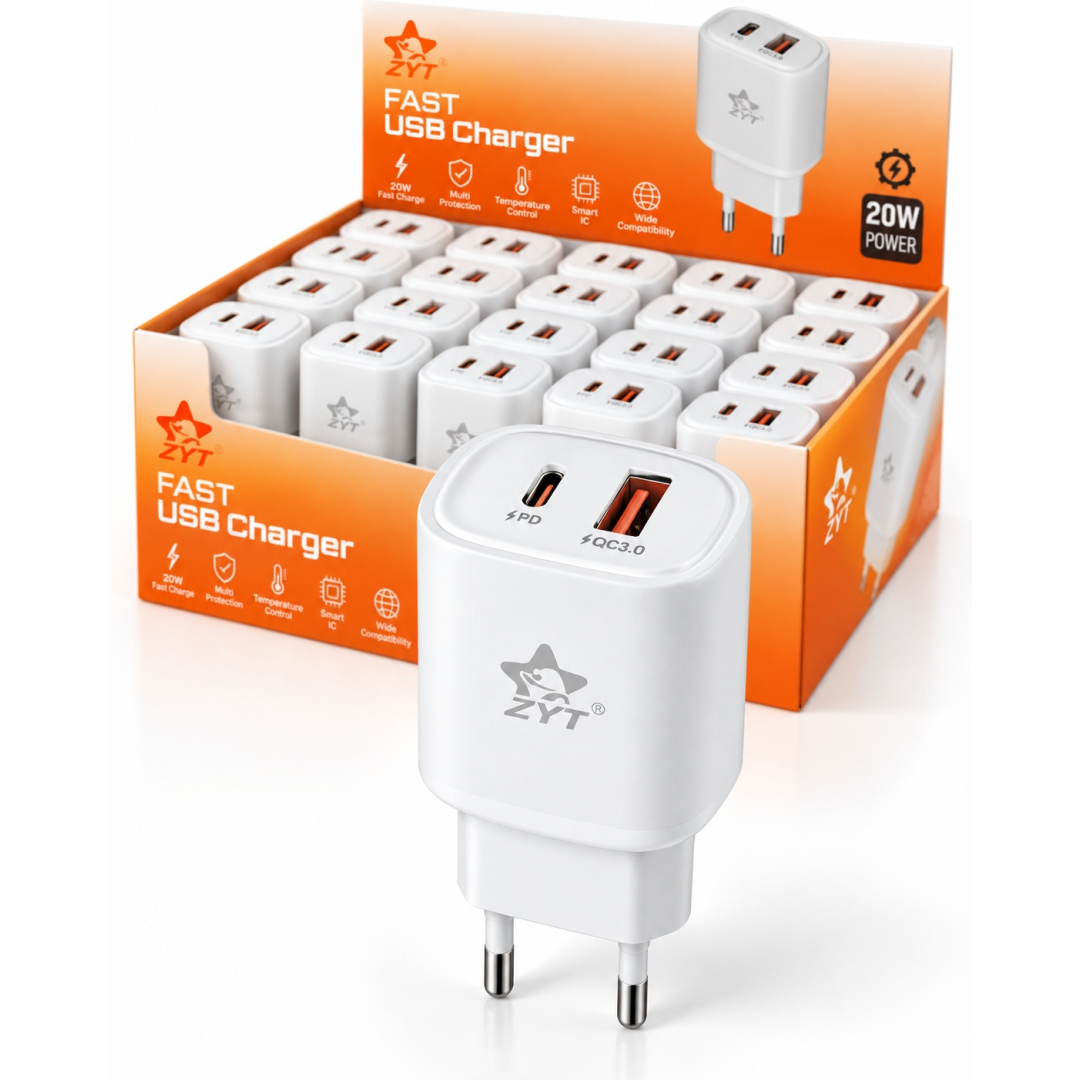 Сетевое зарядное устройство Z-C121, USB + Type-C, PD 20 Вт, QC 3.0 Сетевое зарядное устройство Z-C121, USB + Type-C, PD 20 Вт, QC 3.0