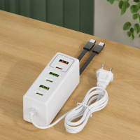 Сетевое зарядное устройство DF-044, 120 Вт, 3 USB + 3 Type-C, быстрая зарядка