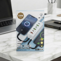 Сетевое зарядное устройство DF-044, 120 Вт, 3 USB + 3 Type-C, быстрая зарядка