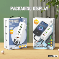 Сетевое зарядное устройство DF-044, 120 Вт, 3 USB + 3 Type-C, быстрая зарядка