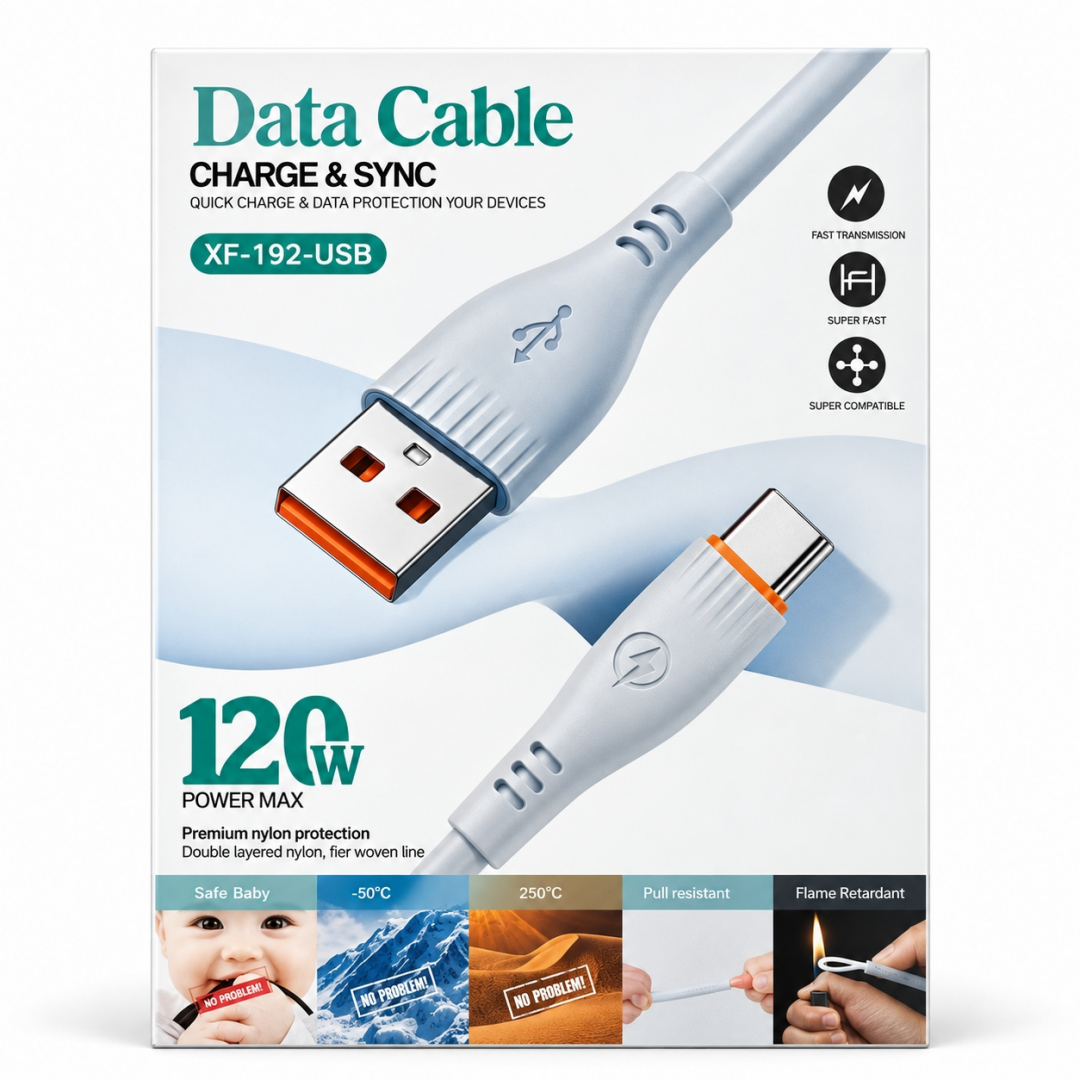 Кабель USB-A – Type-C XF-192-USB, 120 Вт, быстрая зарядка Кабель USB-A – Type-C XF-192-USB, 120 Вт, быстрая зарядка