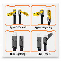 Универсальный кабель Dao Wang 4 в 1, USB-A, Type-C, Lightning, 27/65 Вт, 1,5 м Универсальный кабель Dao Wang 4 в 1, USB-A, Type-C, Lightning, 27/65 Вт, 1,5 м