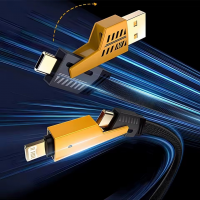 Универсальный кабель Dao Wang 4 в 1, USB-A, Type-C, Lightning, 27/65 Вт, 1,5 м Универсальный кабель Dao Wang 4 в 1, USB-A, Type-C, Lightning, 27/65 Вт, 1,5 м