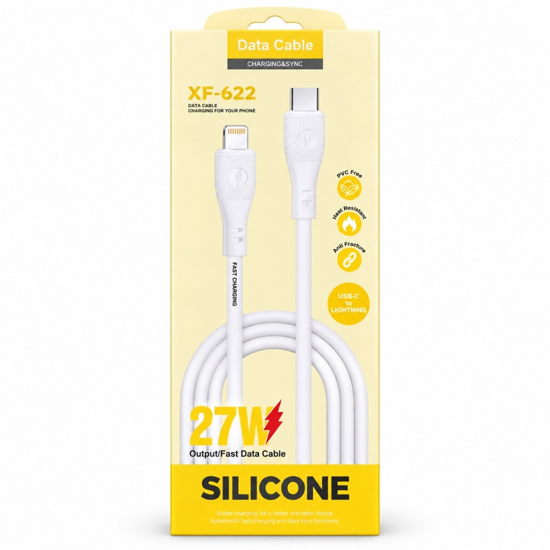 Кабель USB Type-C – Lightning XF-622, 27 Вт, силиконовый, быстрая зарядка Кабель USB Type-C – Lightning XF-622, 27 Вт, силиконовый, быстрая зарядка