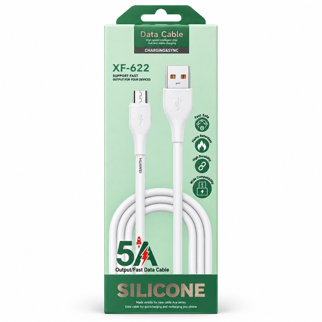 Силиконовый кабель USB-A – Micro-USB XF-622, 5 А, быстрая зарядка Силиконовый кабель USB-A – Micro-USB XF-622, 5 А, быстрая зарядка