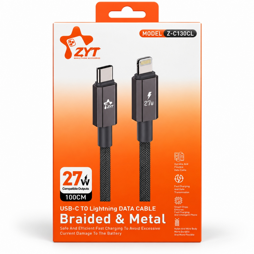 Кабель USB Type-C – Lightning ZYT Z-C130CL, 27 Вт, 1 м Кабель USB Type-C – Lightning ZYT Z-C130CL, 27 Вт, 1 м