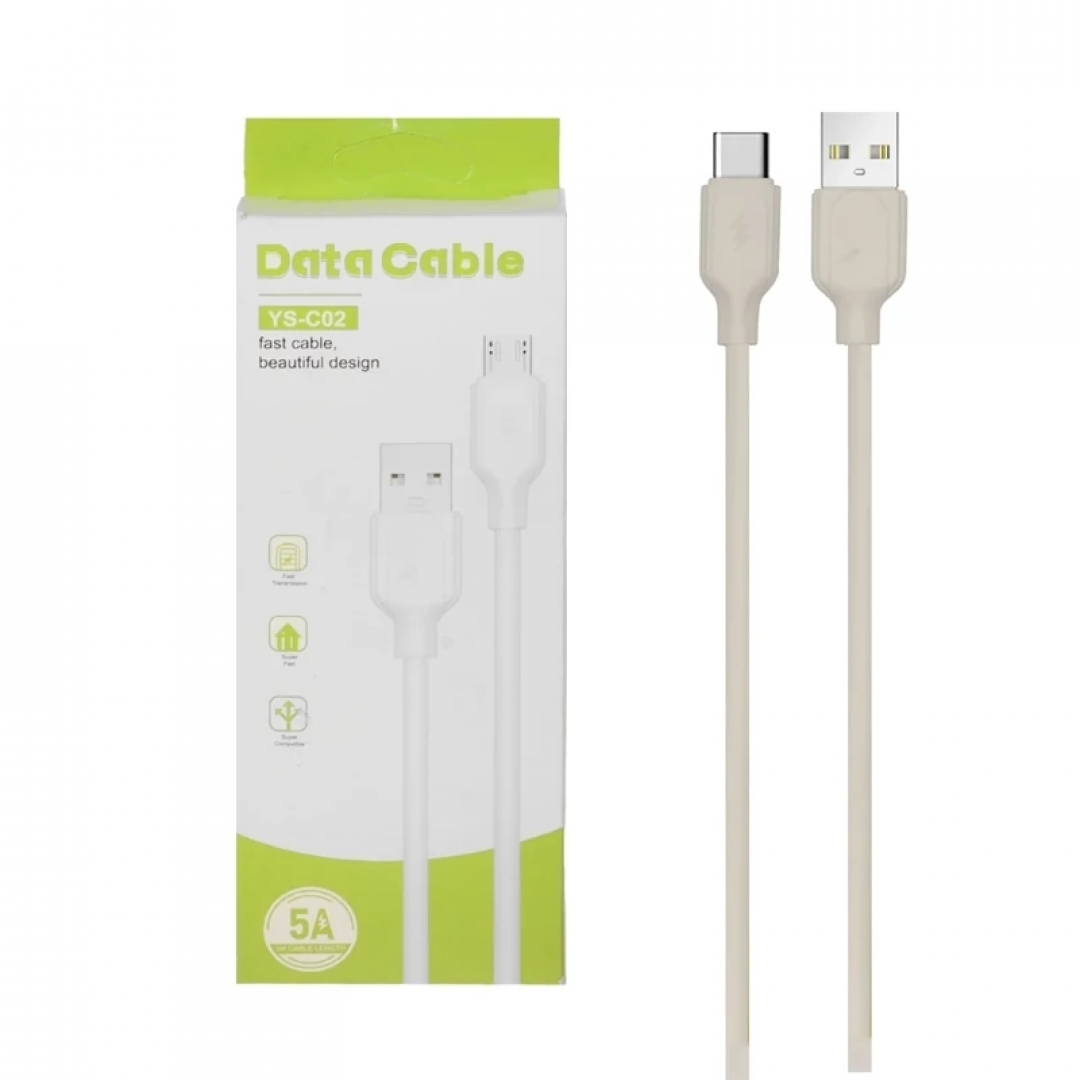 Кабель USB-A – Type-C YS-C02, 5 А, 1 м, быстрая зарядка Кабель USB-A – Type-C YS-C02, 5 А, 1 м, быстрая зарядка