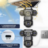 Камера видеонаблюдения P15 Wi-Fi, 12 Мп, 3 объектива, солнечная панель Камера видеонаблюдения P15 Wi-Fi, 12 Мп, 3 объектива, солнечная панель