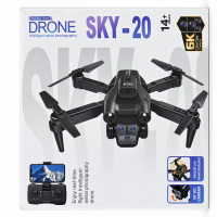 Квадрокоптер SKY-20, 3 объектива, бесколлекторные двигатели, камера с поворотом 90°, защита от препятствий