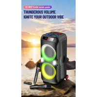 Портативная колонка Sing-e CQS-S6610, 200 Вт, Bluetooth 5.3, 2 × 8", 24000 мА·ч, с микрофонами Портативная колонка Sing-e CQS-S6610, 200 Вт, Bluetooth 5.3, 2 × 8", 24000 мА·ч, с микрофонами