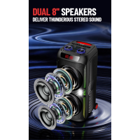 Портативная колонка Sing-e CQS-S6610, 200 Вт, Bluetooth 5.3, 2 × 8", 24000 мА·ч, с микрофонами Портативная колонка Sing-e CQS-S6610, 200 Вт, Bluetooth 5.3, 2 × 8", 24000 мА·ч, с микрофонами