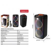 Колонка Sing-e ZQS6238, Bluetooth 5.3, 2 × 6,5", 3000 мА·ч, с микрофоном