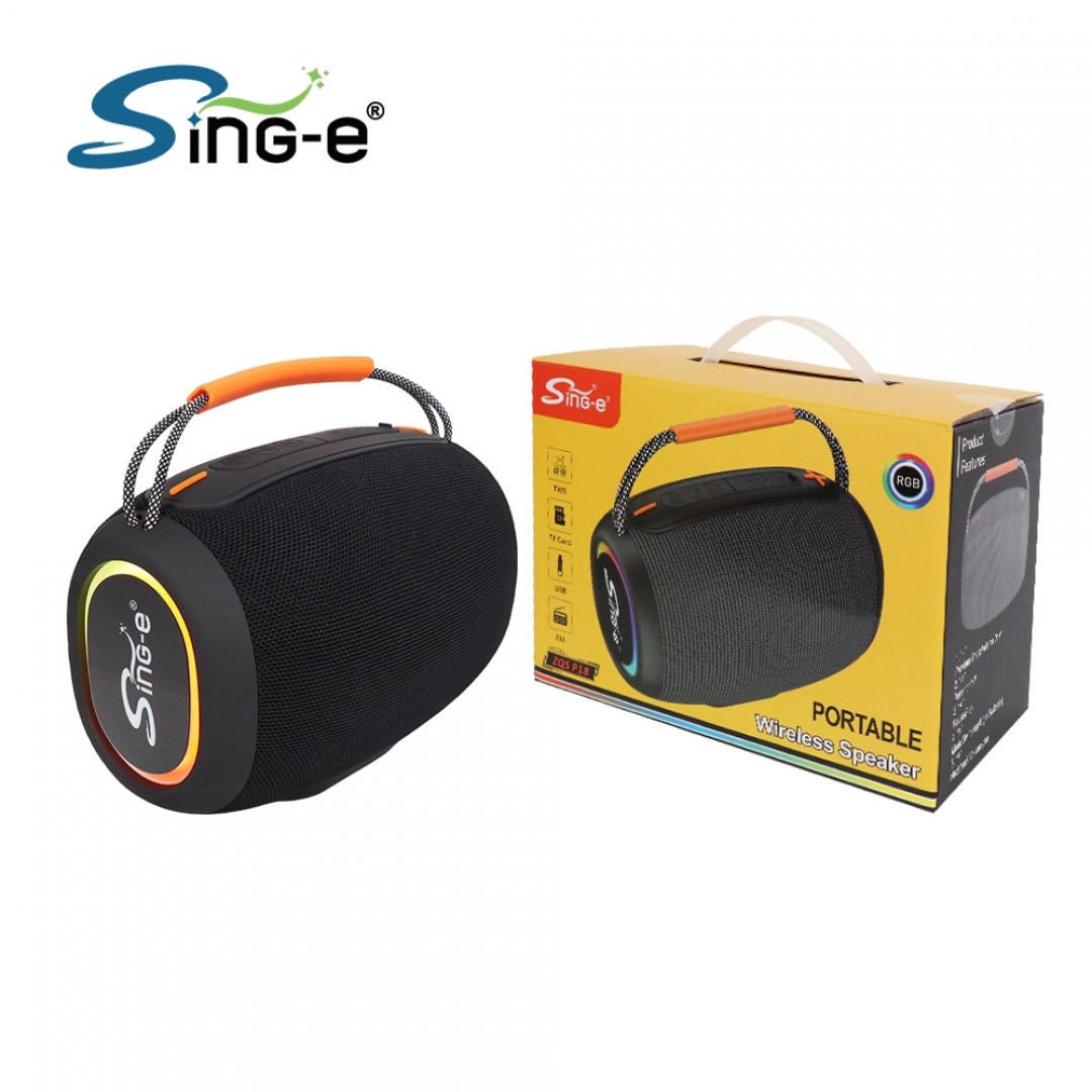 Колонка Sing-e ZQS P18, 12 Вт, Bluetooth, 4", 1500 мА·ч, RGB-подсветка, IPX3 Колонка Sing-e ZQS P18, 12 Вт, Bluetooth, 4", 1500 мА·ч, RGB-подсветка, IPX3