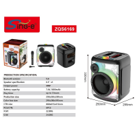 Колонка Sing-e ZQS6169, 40 Вт, Bluetooth 5.0, динамик 6,5", 3000 мА·ч, RGB