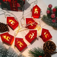 Гирлянда «Домики с оленями» 2-0667, 20 LED, 3 м, жёлтый свет, USB