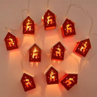 Гирлянда «Домики с оленями» 2-0667, 20 LED, 3 м, жёлтый свет, USB