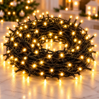 Гирлянда-нить 2-0829, 500 LED, 20 м, жёлтый свет, чёрный провод