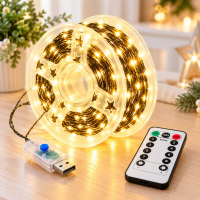 Гирлянда «Роса» 2-0691, 600 LED, 60 м, жёлтый свет, USB, с пультом управления