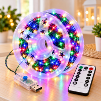 Гирлянда «Роса» 2-0692, 600 LED, 60 м, разноцветное свечение, USB