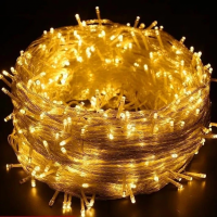 Гирлянда-нить 2-0830, 800 LED, 45 м, жёлтый свет, белый провод