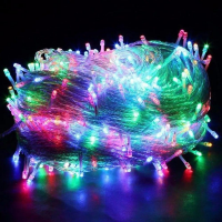 Гирлянда-нить 2-0649, 800 LED, 45 м, разноцветное свечение, белый провод